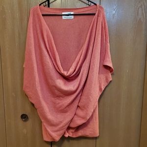 Save the Ocean Womens One Size Recycled Knit Twist Poncho Sweater Coral Pink $68